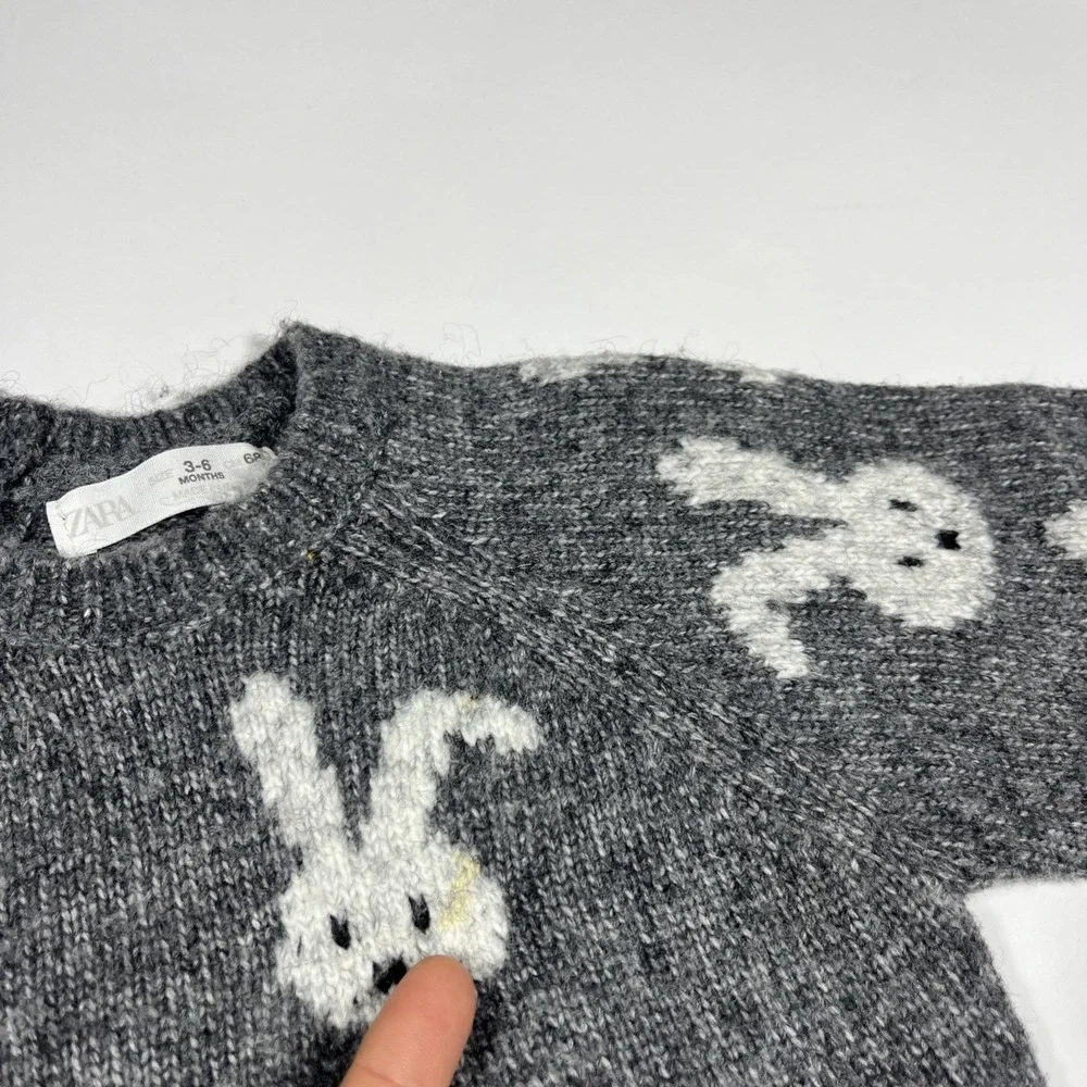 Zara Baby Boy 3-6months Bunny Gray  2-Piece